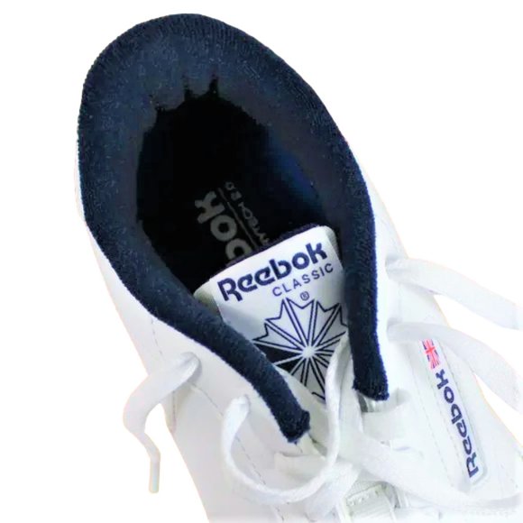 Like New Reebok Classic White Collegiate Low Profile Leather Athletic Shoe, 11.5 - Picture 8 of 9